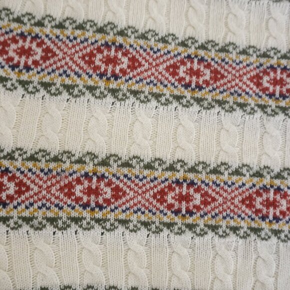 Vintage '90S Capecod Cream 3D Eclectic Grandpa Cable Knit Crewneck Sweater XL - Picture 8 of 10